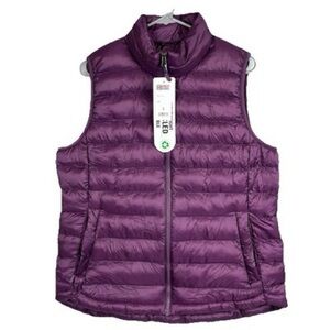 32 Degrees Irises Purple Puffer Vest Large NWT